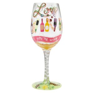 enesco designs by lolita love you're with artisan wine glass, 1 count (pack of 1), multicolor