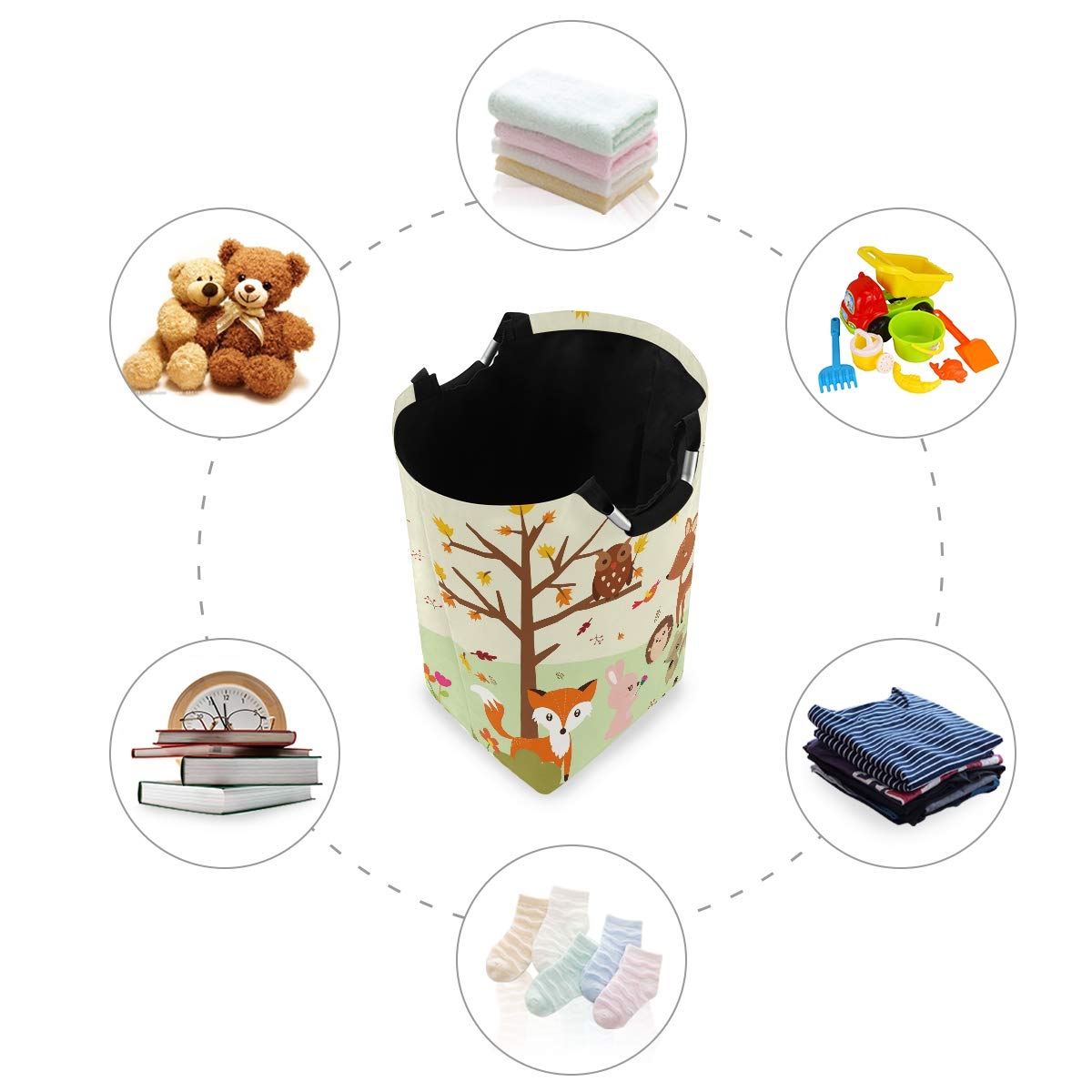 senya Forest Fox with Owls Large Storage Basket Collapsible Organizer Bin Laundry Hamper for Nursery Clothes Toys