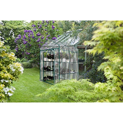 Greenhouse - Walk in Greenhouse with 8 Sturdy Shelves and PVC Cover for Indoor or Outdoor Use - 56 x 56 x 76-Inch Green House by Home-Complete