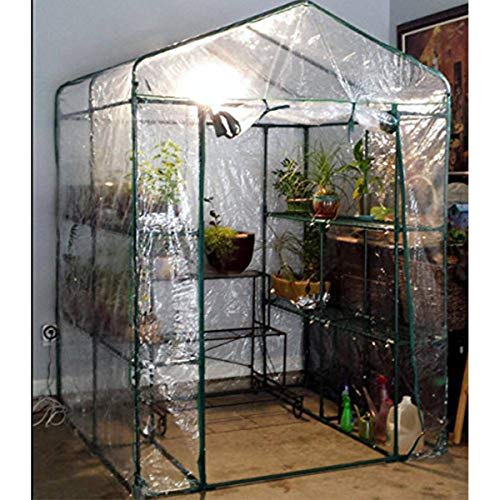 Greenhouse - Walk in Greenhouse with 8 Sturdy Shelves and PVC Cover for Indoor or Outdoor Use - 56 x 56 x 76-Inch Green House by Home-Complete