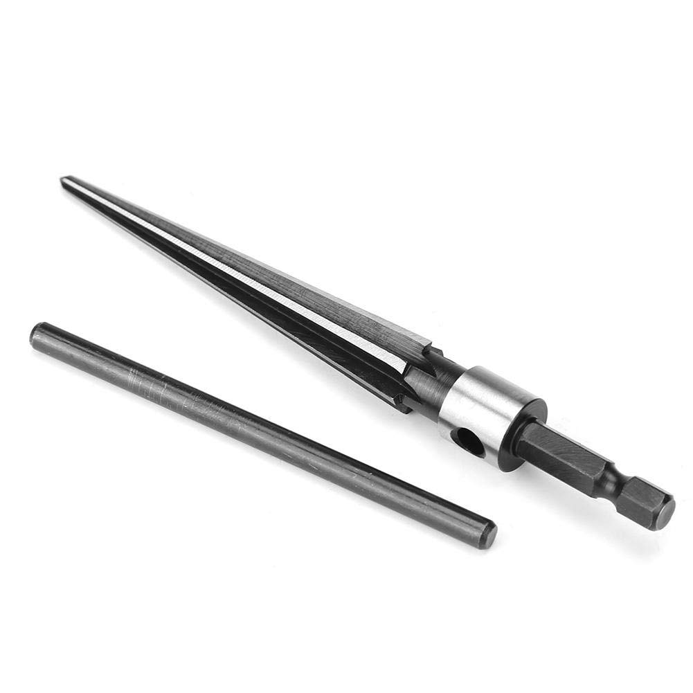 T Handle Tapered Reamer Tool 3-13mm(1/8-1/2 ), 6 Fluted Chamfer Bridge Pin Hole Handheld Chaser, 45# Steel 1/4" Hex Shank Durable for Chamfering Taper Holes Countersink Latches Guitar