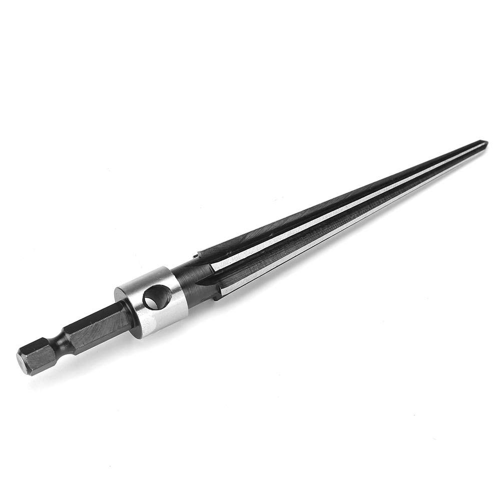 T Handle Tapered Reamer Tool 3-13mm(1/8-1/2 ), 6 Fluted Chamfer Bridge Pin Hole Handheld Chaser, 45# Steel 1/4" Hex Shank Durable for Chamfering Taper Holes Countersink Latches Guitar