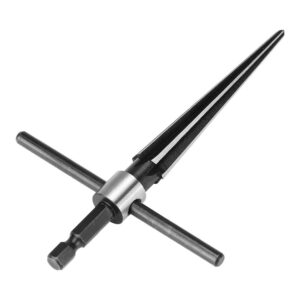 T Handle Tapered Reamer Tool 3-13mm(1/8-1/2 ), 6 Fluted Chamfer Bridge Pin Hole Handheld Chaser, 45# Steel 1/4" Hex Shank Durable for Chamfering Taper Holes Countersink Latches Guitar