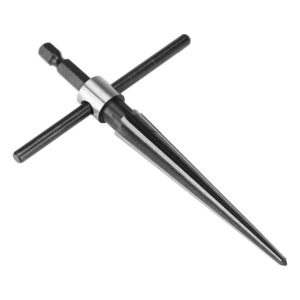 T Handle Tapered Reamer Tool 3-13mm(1/8-1/2 ), 6 Fluted Chamfer Bridge Pin Hole Handheld Chaser, 45# Steel 1/4" Hex Shank Durable for Chamfering Taper Holes Countersink Latches Guitar