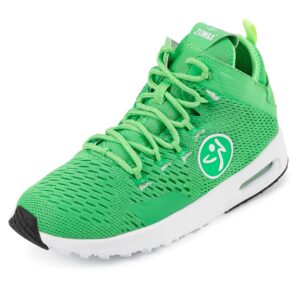zumba women's air funk sneakers, nonslip mid-top dance sneakers, 9.5, green