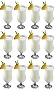 epure venezia collection 12 piece hurricane glass set - perfect for drinking pina coladas, cocktails, full-bodied beer, juice, and water (pina colada (15.5 oz))