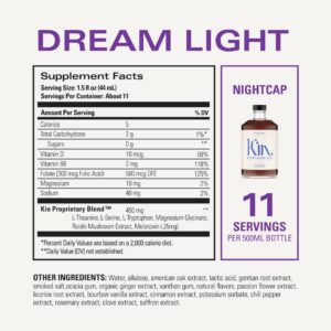 Dream Light by Kin Euphorics, Non Alcoholic Spirits, Nootropic, Botanic, Adaptogen Drink, Earthy Oak, Smoky Clove and Spicy Cinnamon, Soothe The Spirit and Quiet The Mind, 16.9 Fl Oz