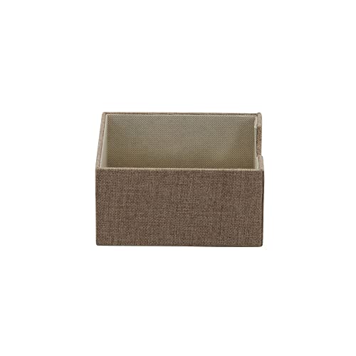 Household Essentials Double Accessory Organizer Tray, Small Square Organizer, Sleek and Stylish, Sturdy Frame with Fabric Covering, Brown