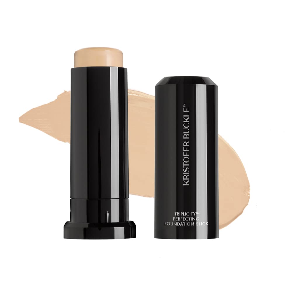 KRISTOFER BUCKLE Triplicity Perfecting Foundation Stick, 0.4 oz. | Primes Skin, Provides Buildable Coverage & Has A Soft-Focus Effect | Light (Warm)