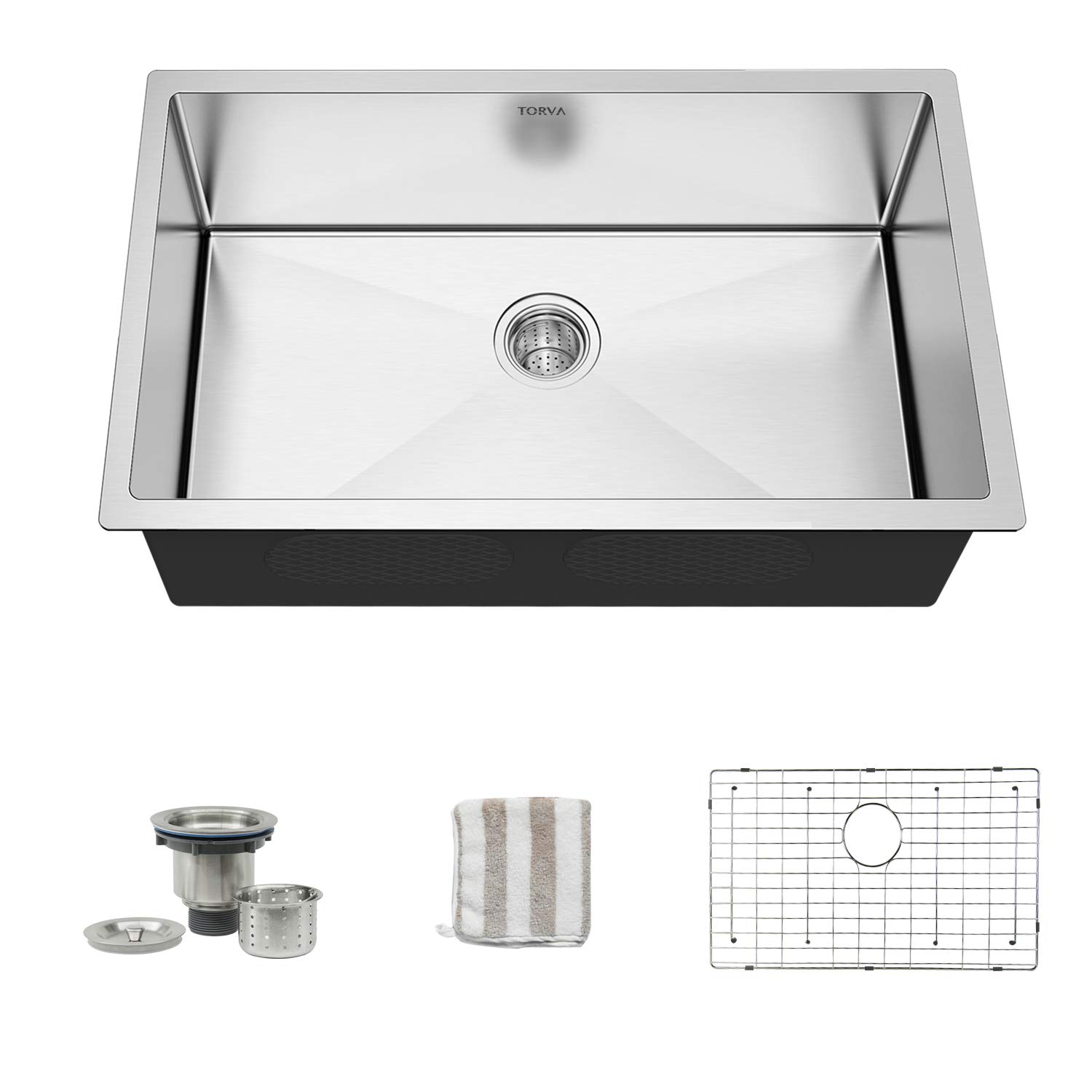 TORVA 28-inch Undermount Kitchen Sink, 16 Gauge Stainless Steel Single Bowl - 10 Inches Deep Basin