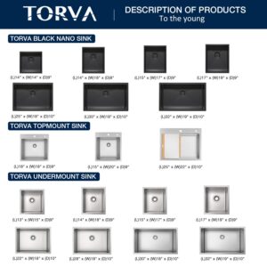 TORVA 28-inch Undermount Kitchen Sink, 16 Gauge Stainless Steel Single Bowl - 10 Inches Deep Basin