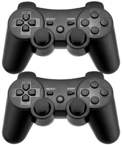 ceozon ps3 controller wireless 2 pack play-station 3 controller bluetooth gamepad compatible for sony ps3 controller wireless remote joystick with charging cables black and black
