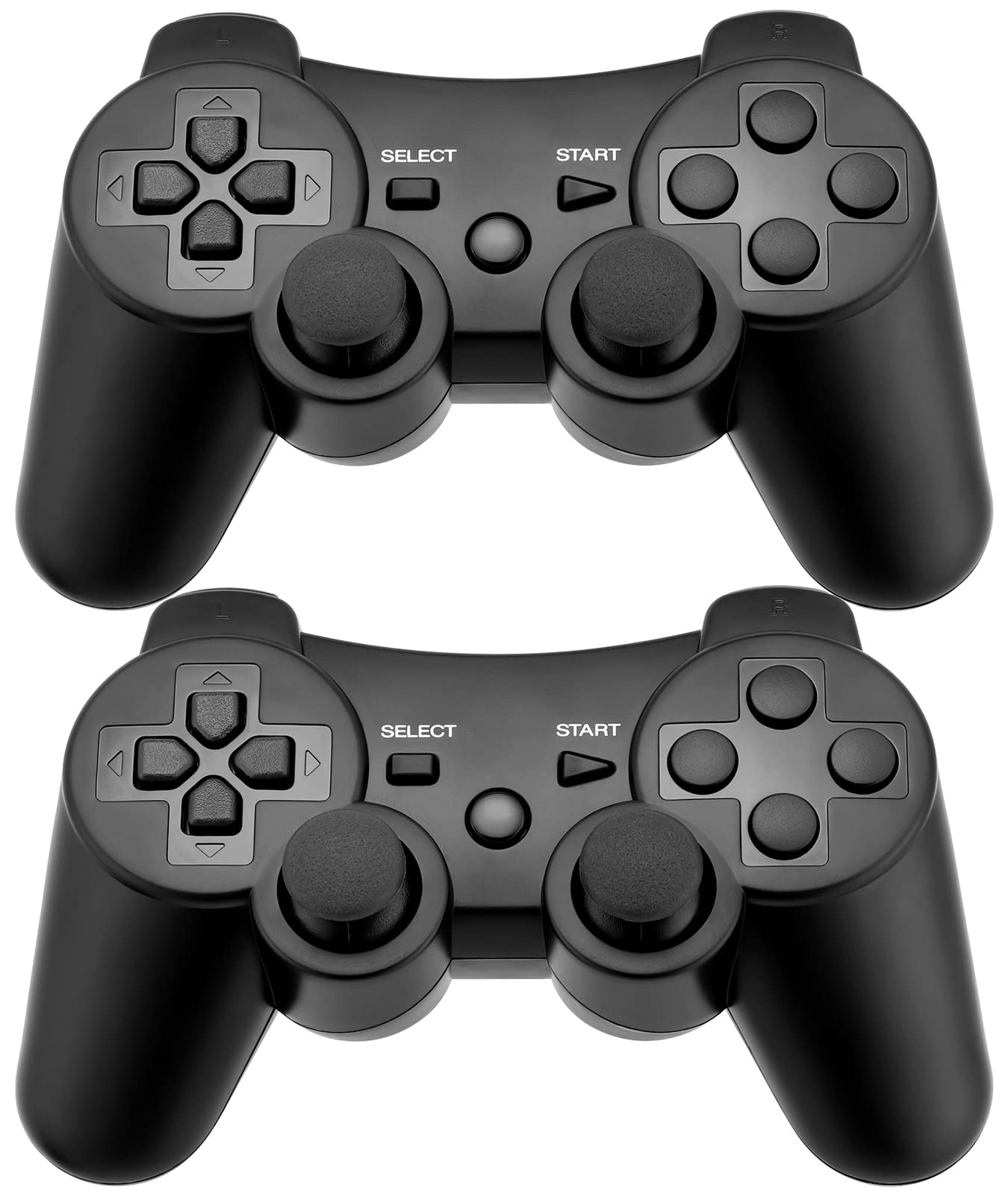 Ceozon PS3 Controller Wireless 2 Pack Play-Station 3 Controller Bluetooth Gamepad Compatible for Sony PS3 Controller Wireless Remote Joystick with Charging Cables Black and Black