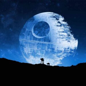 EOA 7(W) x5(H) FT Blue Death Star Photography Backdrop Galactic Superweapon Star Wars Fans Background Man Cave Tapestry Banner Studio Props