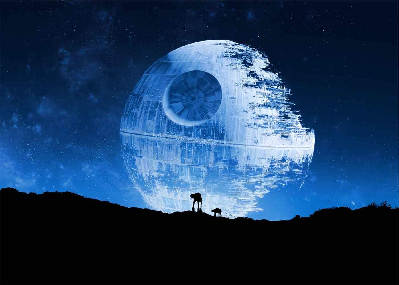 EOA 7(W) x5(H) FT Blue Death Star Photography Backdrop Galactic Superweapon Star Wars Fans Background Man Cave Tapestry Banner Studio Props