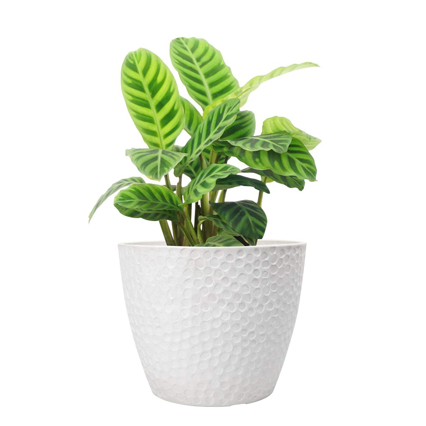 LA JOLIE MUSE Outdoor Planters Indoor Flower Pots - 9.4 Inch Planter Pot Containers, White Plant Pots,Honeycomb