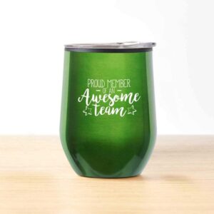 Cheersville 12oz Stainless Steel Wine Tumbler with Lid - Aqua Metallic 1 Pack - Making A Difference- Employee Appreciation and Team Motivation Thank You Gift Welcome to the Team Onboarding