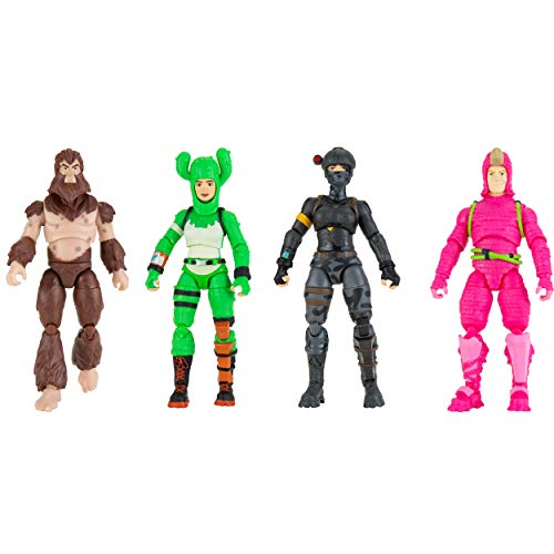 Fortnite Alchemist Squad Mode, 4 Figure Pack - 4 Inch King Flamingo, Prickly Patroller, Bigfoot, Elite Agent Collectible Action Figures, Plus 5 Harvesting Tools, 4 Weapons, 4 Building Materials