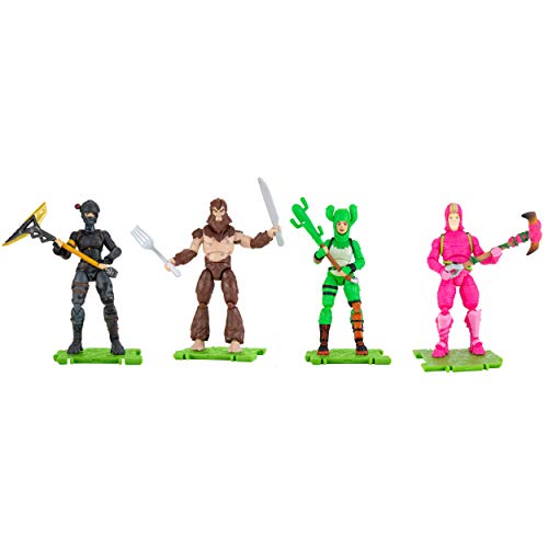 Fortnite Alchemist Squad Mode, 4 Figure Pack - 4 Inch King Flamingo, Prickly Patroller, Bigfoot, Elite Agent Collectible Action Figures, Plus 5 Harvesting Tools, 4 Weapons, 4 Building Materials