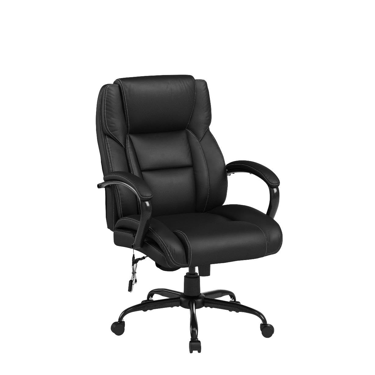 Big and Tall Executive Office Chair - Heavy Duty 500lbs Wide Seat PU Leather Swivel Rolling, Ergonomic Desk Computer Chair w/High Back & Lumbar Support Arms for Home Office Black