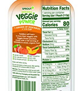 Sprout Organic Baby Food, Stage 4 Toddler Pouches, Sweet Potato Veggie Power Pack, 4 Oz Purees (Pack of 12)