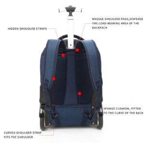 AOKING 18/20 Inch Large Wheeled Water Resistant Travel Business Rolling Wheeled Backpack with Laptop Compartment Bag(20 inch, Blue)