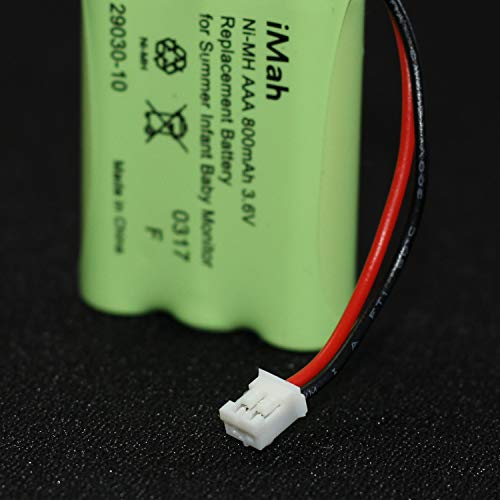 iMah Ryme B25 29030-10 Battery for Summer Infant Baby Monitor Battery Rreplacement | 3.6V 800mAh Ni-MH with Square-Hole Connector
