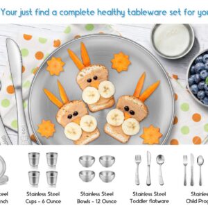 12 Piece Kids Utensils Silverware Set, E-far Stainless Steel Hammered Toddler Cutlery Child Flatware Progress Set, Small Adult Diet Tableware Include Fork Spoon Knife, Mirror Finished, Dishwasher Safe