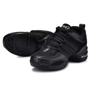 swdzm women's dance shoes,breathable fashion sneakers,split-sole dance jazz shoes,mesh outdoor shoes j729,black,6 m us