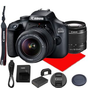 canon eos 4000d dslr camera w/canon ef-s 18-55mm f/3.5-5.6 iii zoom lens (renewed)