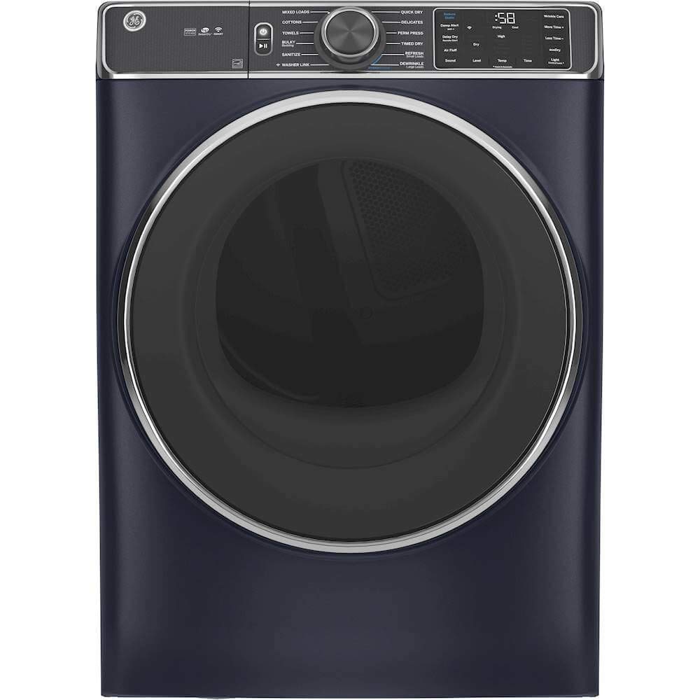 GE GFD85GSPNRS 28" Front Load Gas Dryer with 7.8 cu. ft. Capacity Stainless Steel Drum Built-in WiFi Sanitize Cycle and Damp Alert in Royal Sapphire