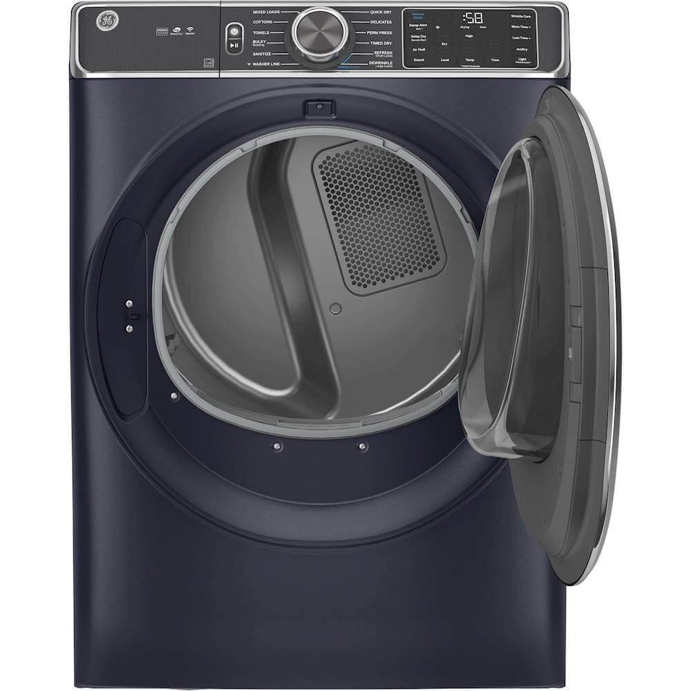 GE GFD85GSPNRS 28" Front Load Gas Dryer with 7.8 cu. ft. Capacity Stainless Steel Drum Built-in WiFi Sanitize Cycle and Damp Alert in Royal Sapphire