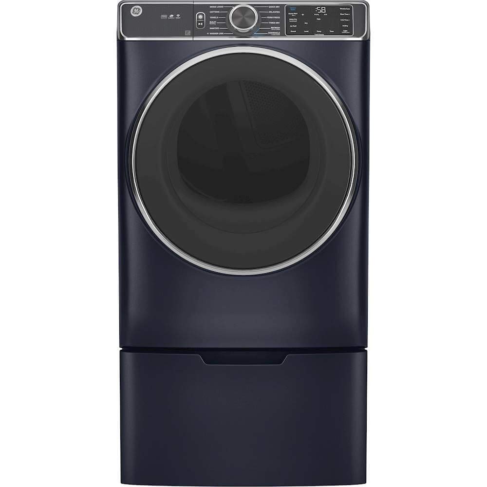 GE GFD85GSPNRS 28" Front Load Gas Dryer with 7.8 cu. ft. Capacity Stainless Steel Drum Built-in WiFi Sanitize Cycle and Damp Alert in Royal Sapphire