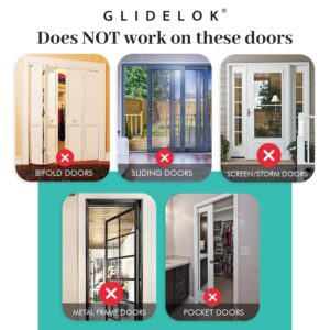 4 Pack - GlideLok Child Safety Door Top Lock Made of Durable Metal (Not Plastic Like Other Models) | for Childproofing Interior/Exterior Doors | Adults Can Open Door from Both Sides