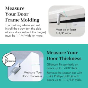 4 Pack - GlideLok Child Safety Door Top Lock Made of Durable Metal (Not Plastic Like Other Models) | for Childproofing Interior/Exterior Doors | Adults Can Open Door from Both Sides