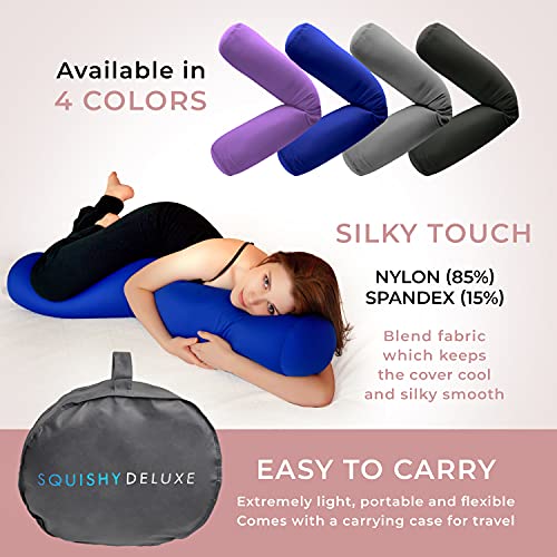 Squishy Deluxe Microbead Body Pillow with Silky Removable Cover, Extremely Huggable, Full Body Support, Keeps Spine in Proper Alignment, Doubles As a Pregnancy & Nursing Pillow, 47 X 7”, Grey