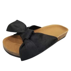 Sandals for Women Flat,Women's 2020 Bow Knot Comfy Platform Sandal Shoes Summer Beach Travel Fashion Slipper Flip Flops Black