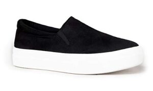 j. adams luna slip on shoes for women - black faux suede walking shoes - 7.5