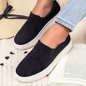 J. Adams Luna Slip On Shoes for Women - Black Faux Suede Walking Shoes - 7.5