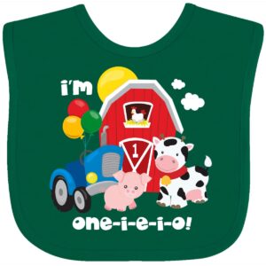 inktastic one-i-e-i-o 1st birthday baby bib green 34a09