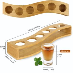 LINALL Shot Glasses 6pcs Shot Glass Set 1oz/30ml Shot Glass Holder Heavy Base for Whisky Tequila 6 Shot Glass Serving Tray (6pcs)