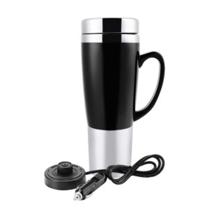 12v car kettle boiler - 450ml electric water insulated car mug - travel heating cup kettle - car heating travel cup - for hot coffee/milk/tea(black)