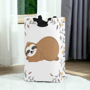 visesunny Cute Baby Sloth Animal Large Capacity Laundry Hamper Basket Water-Resistant Oxford Cloth Storage Baskets for Bedroom, Bathroom, Dorm, Kids Room