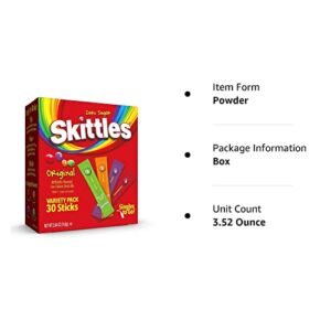 Skittles Singles To Go Variety Pack, Watertok Powdered Drink Mix, Zero Sugar, Low Calorie, Includes 4 Flavors: Green Apple, Strawberry, Grape, Orange, 1 Box (40 Single Servings)