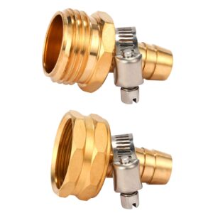 sanpaint brass garden hose connector repair mender kit with stainless clamp,fits 1/2" water hose fitting (1/2" barb x 3/4" ght)