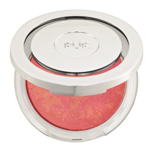 pÜr minerals blushing act skin perfecting powder in pretty in peach, satin matte finish, buildable coverage, cruelty free, 0.28 oz
