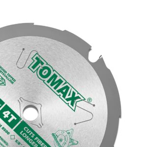 TOMAX PCDM71404 7-1/4 Inch 4 Tooth Polycrystalline Diamond Tipped (PCD) Hardie Fiber Cement Saw Blade with 5/8-Inch DMK Arbor