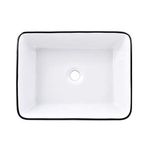 Puluomis 24” Bathroom Vanity Sink Combo Black Cabinet Vanity and White Ceramic Vessel Sink with ORB Faucet & Pop Up Drain