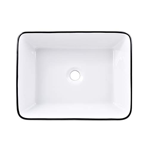 Puluomis 24” Bathroom Vanity Sink Combo Black Cabinet Vanity and White Ceramic Vessel Sink with ORB Faucet & Pop Up Drain