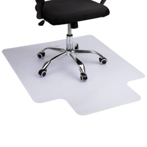 mind reader office chair mat for carpet, under desk protector, carpet grips, rolling, pvc, 47.5"l x 35.5"w x 0.125"h, clear
